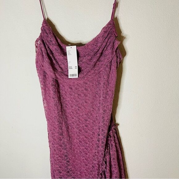 NWT Urban Outfitters Tierra Lace Purple Asymmetrical Midi Dress Large - Picture 7 of 10